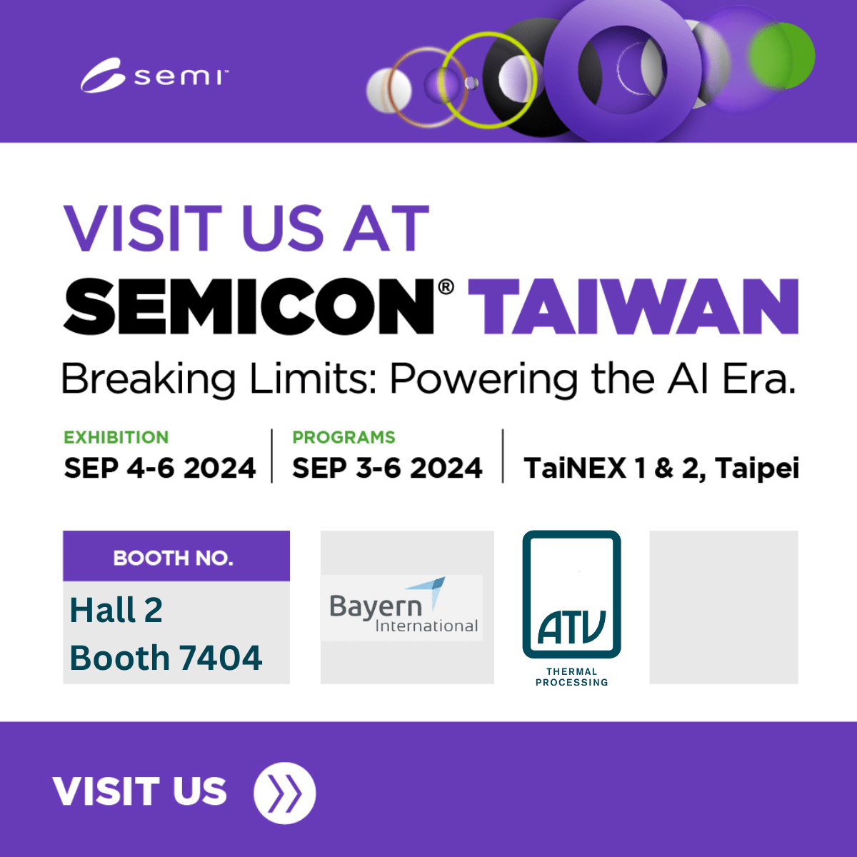 SEMICON Taiwan 2024 - Hall 2 Booth 7404